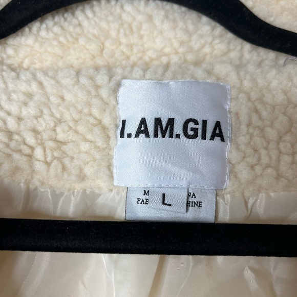 I Am Gia Beige The Pixie Sherpa Slouchy Teddy Jacket Cozy Trendy It Girl sz L - Picture 5 of 11